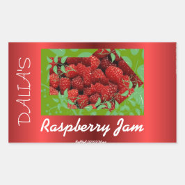 Red satin Raspberry sylt etikett