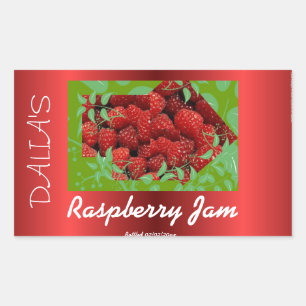 Red satin Raspberry sylt etikett