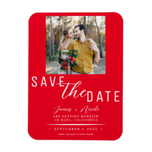 Red Save Date Photo Bröllop Magnet
