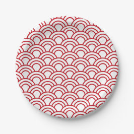 red scallop pattern on a white background