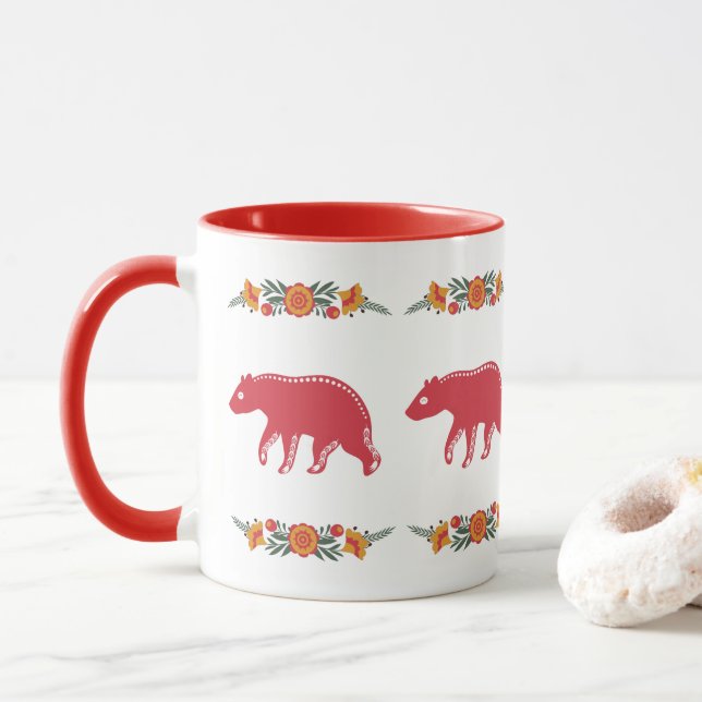 Red Scandinavian Bear Mugg (Med munk)