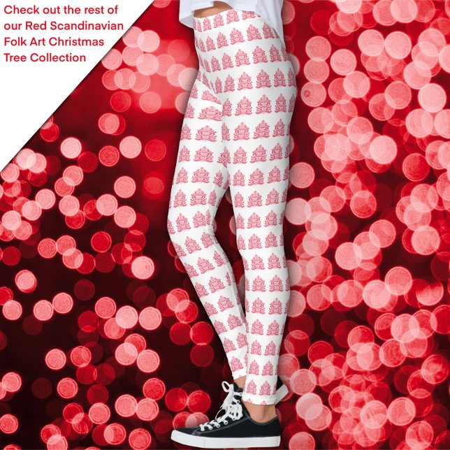 Red Scandinavian FolArt Nordic Julgran Leggings (Skapare uppladdad)