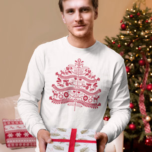 Red Scandinavian FolArt Nordic Julgran T Shirt