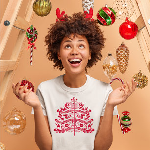 Red Scandinavian FolArt Nordic Julgran T Shirt