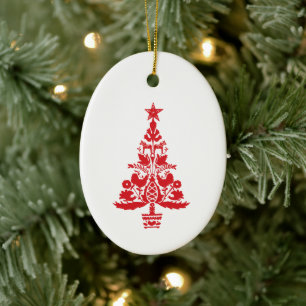 Red Scandinavian Julgran Art Julgransprydnad Keramik