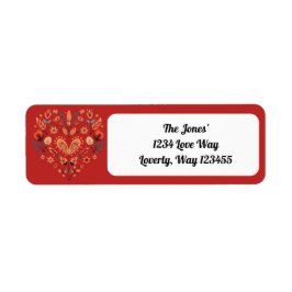 Red Scandinavian Nordic Heart Valentiness Returadress Etikett
