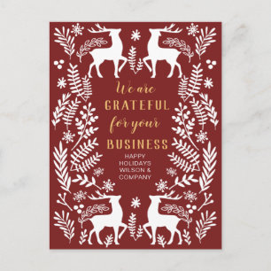 Red Scandinavian Nordic Winter Reindeer Business Helg Vykort
