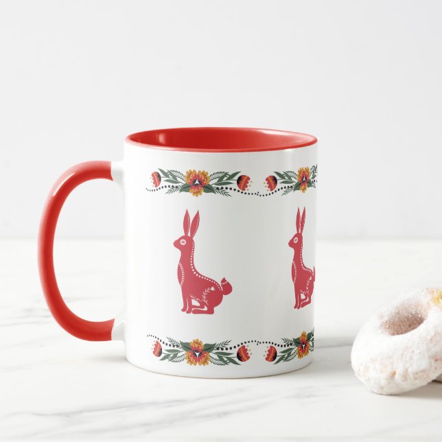 Red Scandinavian Rabbit Mugg (Med munk)