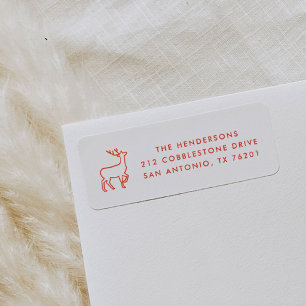 Red Scandinavian Reindeer Return Address Label Returadress Etikett
