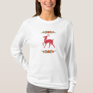 Red Scandinavian Reindeer T Shirt