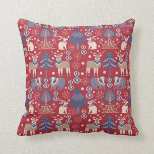 Red Scandinavian Winter Animals - jul Kudde