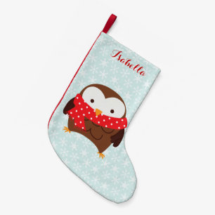 Red Scarf Helgdag Uggla Personlig Liten Julstrumpa