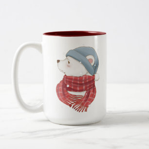 Red Scarf Polar Bear Hate Kallet Snowy Winter Två-Tonad Mugg
