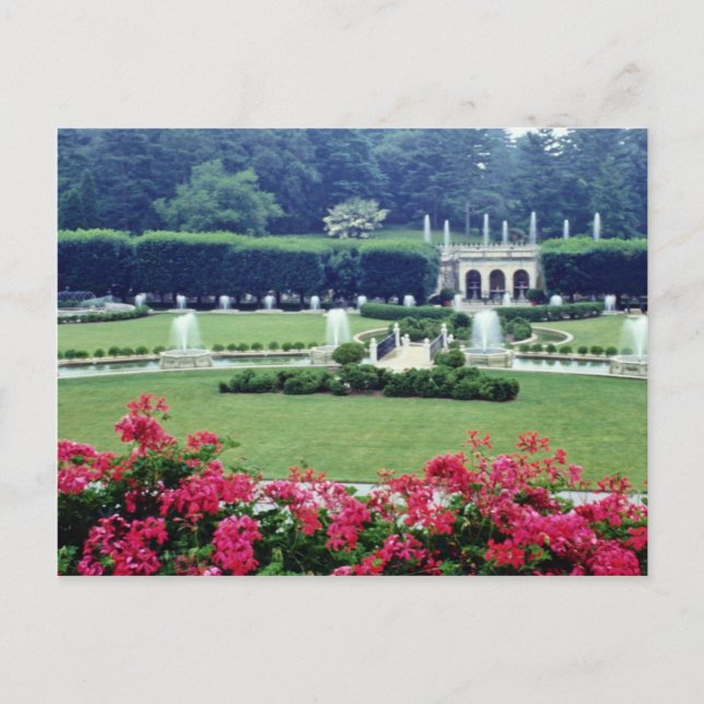 Red Scene från konservativ balkony, Longwood Gard Vykort (Framsida)