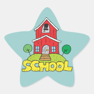 Red School House Stjärnformat Klistermärke
