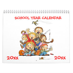 Red School Year Calendar För barn Kalender
