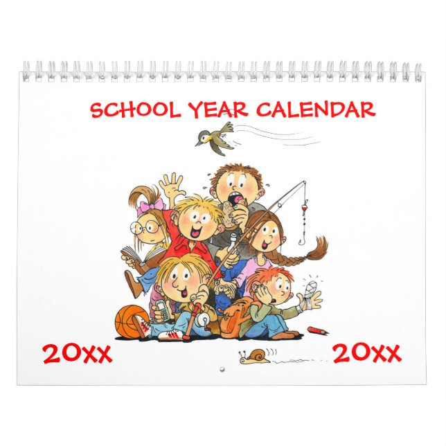Red School Year Calendar För barn Kalender (Omslag)