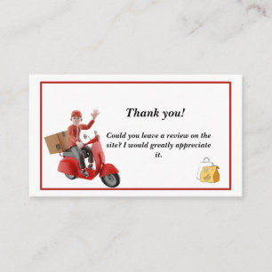 Red Scooter Delivery Driver Tack Visitkort