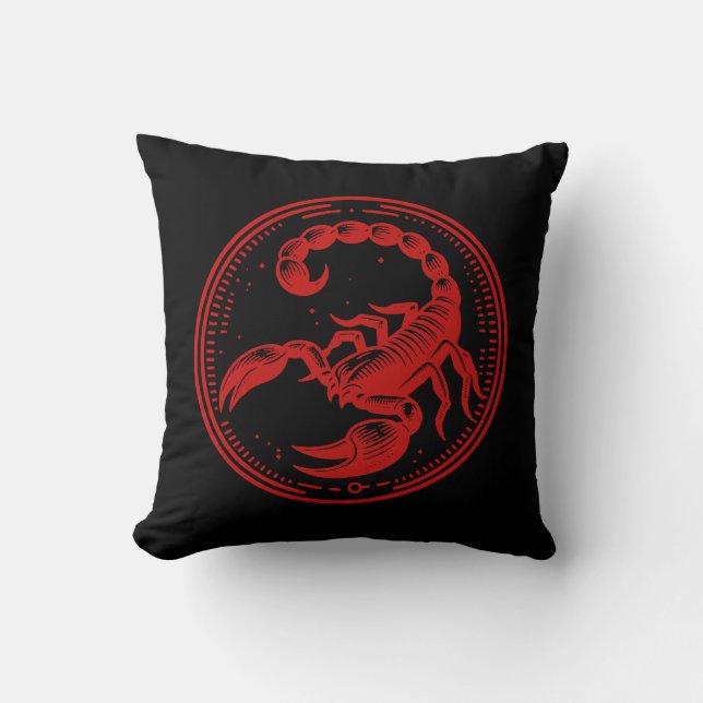 Red Scorpion Astrology Zodiac Sign Scorpio Kudde (Framsida)