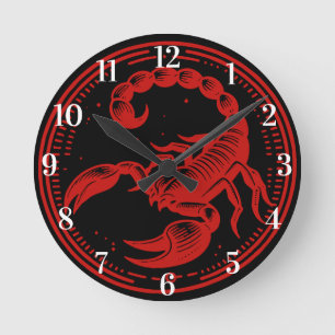 Red Scorpion Astrology Zodiac Sign Scorpio Rund Klocka