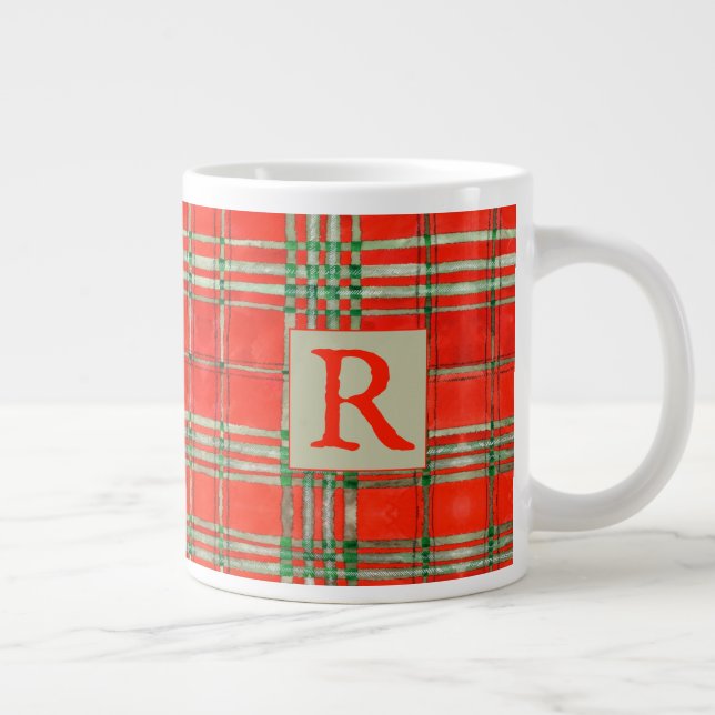 RED SCOTT TARTAN Big Mugg + Initial Jumbo Mugg (Höger)
