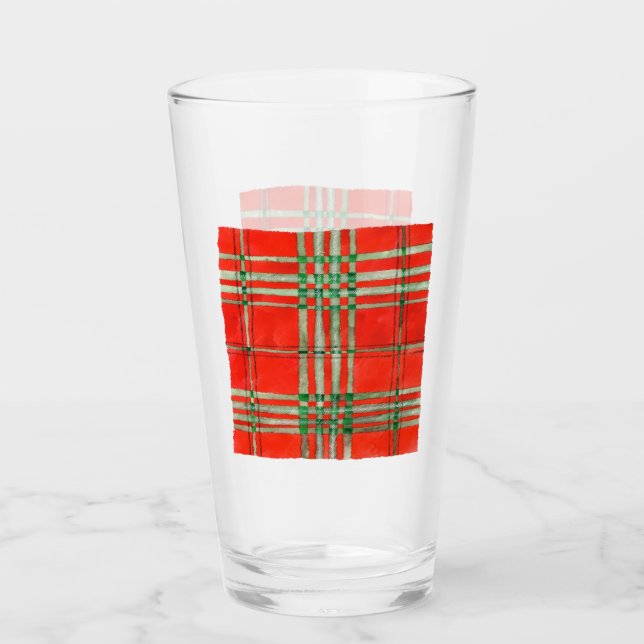RED SCOTT TARTAN Pint Glass Glaskopp (Framsida)