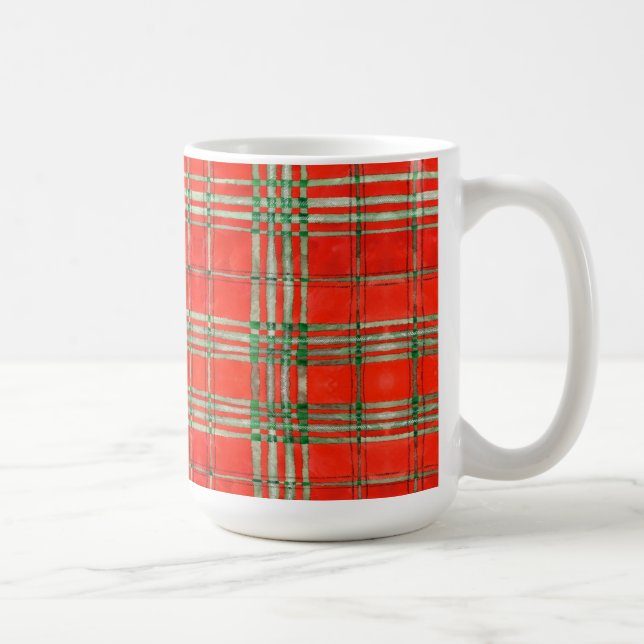 RED SCOTT TARTAN Tall White Mugg (Höger)