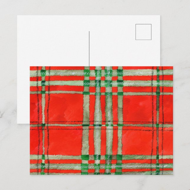 RED SCOTT TARTAN-vykort Vykort (Fram/baksida)