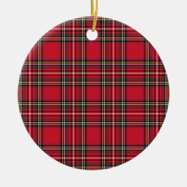 Red Scottish Play Tartan Julgransprydnad Keramik (Framsidan)
