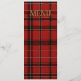 Red Scottish Tartan Bröllop Menu Meny