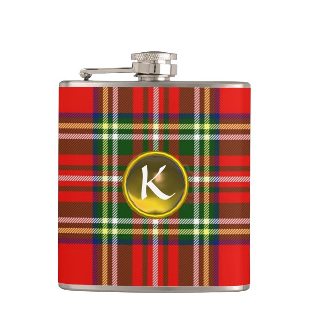 RED SCOTTISH TARTAN,GULT TOPAZ GEMSTONE MONOGRAM FICKPLUNTA (Framsidan)