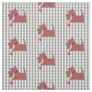 Red Scottish Tartan Terrier Hundar Gingham Plaid Tyg