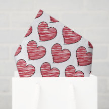 Red Scribble Heart Pattern Hand Drawn Minimalist