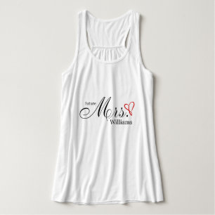 Red Scribved Heart Future Mrs. Linne Med Racerback