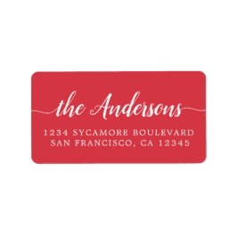Red Script Family Return Address Label Adressetikett