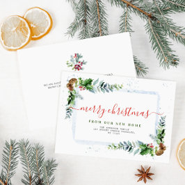 Red script God jul flytta-meddelande Julkort