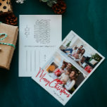 Red Script God jul Lodrät 2 Photo Helg Vykort<br><div class="desc">Fira säsongen med det här röda skriptet God jul lodrät med två vykort för helgdag med ett litet elegant charm. Chicens utformning visar en enkel röd-vit palett färg, som frammanar vinterns mysiga anda. Dess moderna och unika dragningskraft och dess gedigna formulering skapar en balans mellan perfekt och säsong. I en...</div>