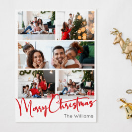 Red Script God jul Lodrät 8 Photo Julkort