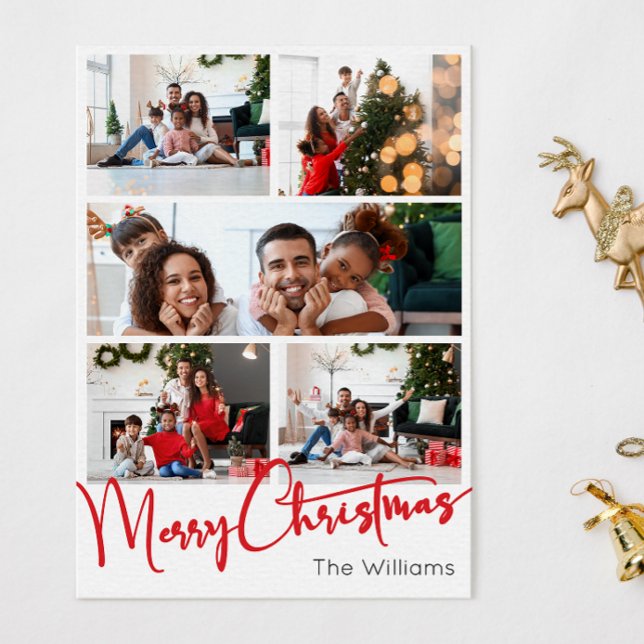 Red Script God jul Lodrät 8 Photo Julkort (Skapare uppladdad)