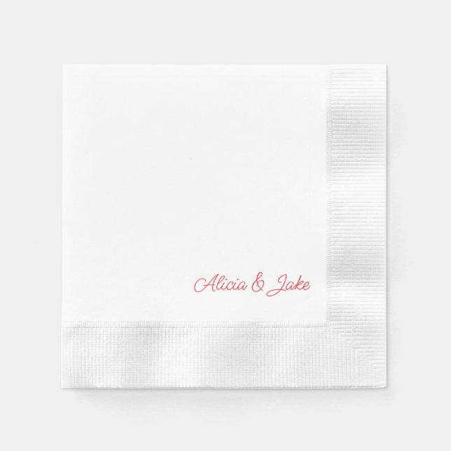Red Script par Namn Personlig Bröllop Pappersservett (Framsidan)
