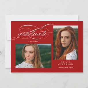 Red Script QR Code 3 Photo Studentfest Inbjudningar