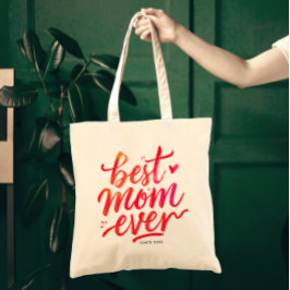 Red Script Typography med bästa Mamma någonsin Mod Tygkasse