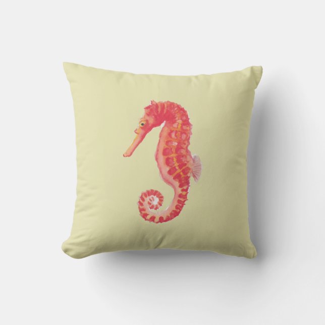 Red Seahorse Beach House Gult Kudde (Framsida)