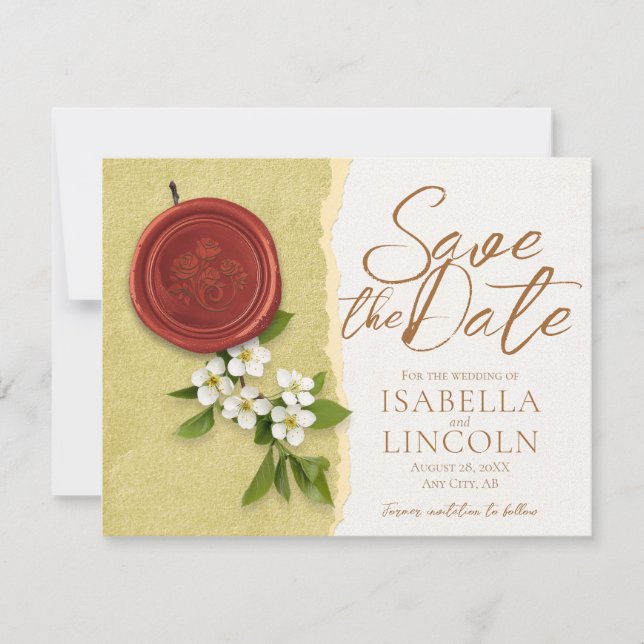 Red Seal Save the Wedding Date Invitation Inbjudningar (Framsida)