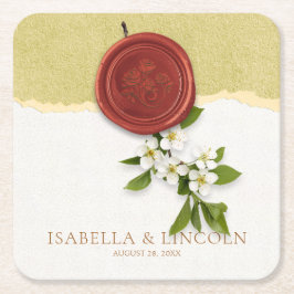 Red Seal Wedding Paper Coaster Underlägg Papper Kvadrat