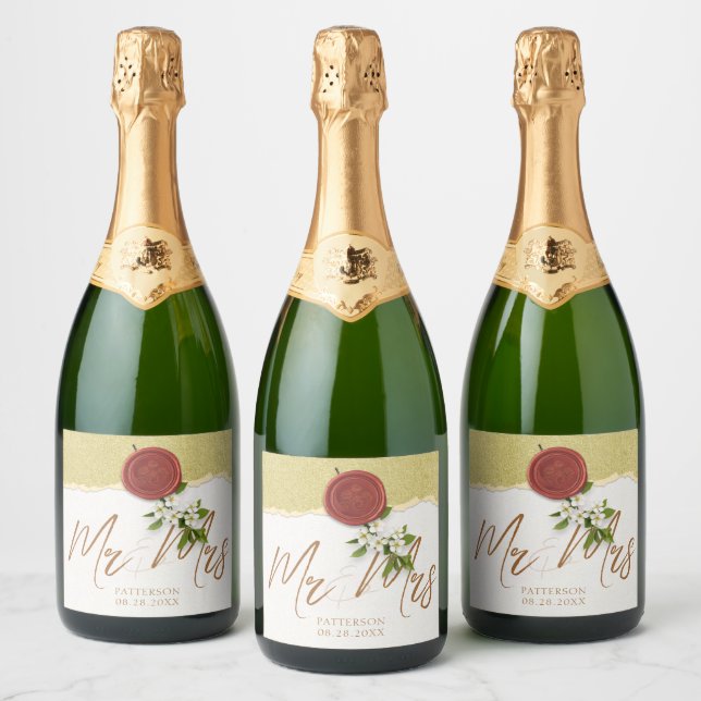 Red Seal Wedding Wine Label Sparkling Wine Label (Flaskor)