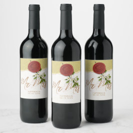 Red Seal Wedding Wine Label Vinflaska Etikett