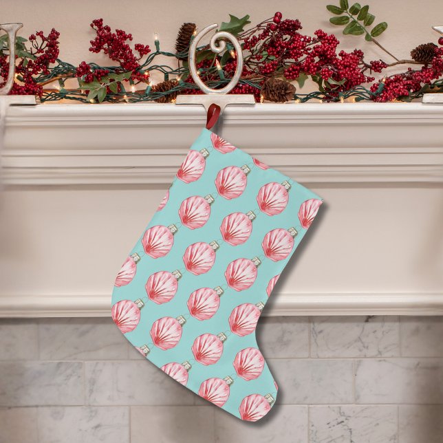 Red Seashell Ornament Mönster Stor Julstrumpa (Red Seashell Ornament Pattern Large Christmas Stocking)