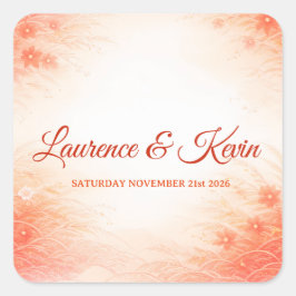 Red Seigaiha – Japanese Wedding Collection Fyrkantigt Klistermärke