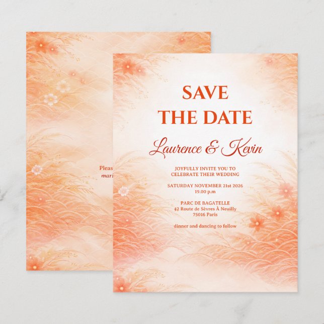 Red Seigaiha – Japanese Wedding Collection Spara Datumet (Fram/baksida)